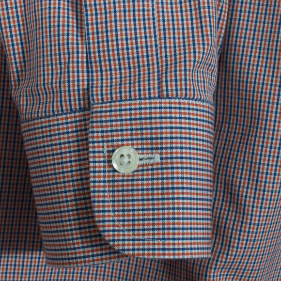 NWOT Brooks Brothers 15.5-32 Men's Shirt Blue White Red Guncheck Cotton Lycra - Picture 4 of 6
